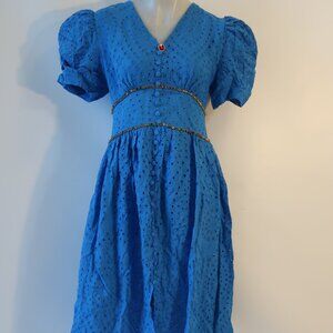 NWT Womens Regina Cielo/Rosa Blue Crochet Dress W/Rhinestones S